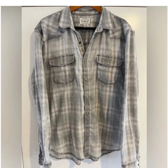 Lucky Brand - Men's Sugar Wash Plaid Western Long Sleeve Shirt - XL - Picture 3 of 6